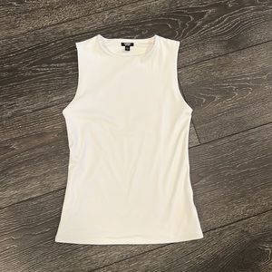 Express Body Contour White Shell Crew Tank